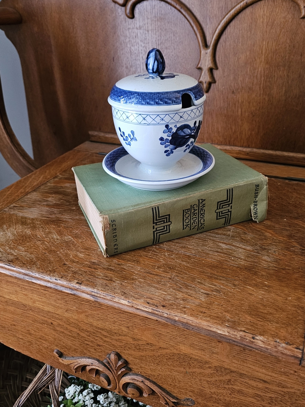Vintage Aluminia Royal Copenhagen Tranquebar Blue Marmalade Jar 11/1171 Denmark